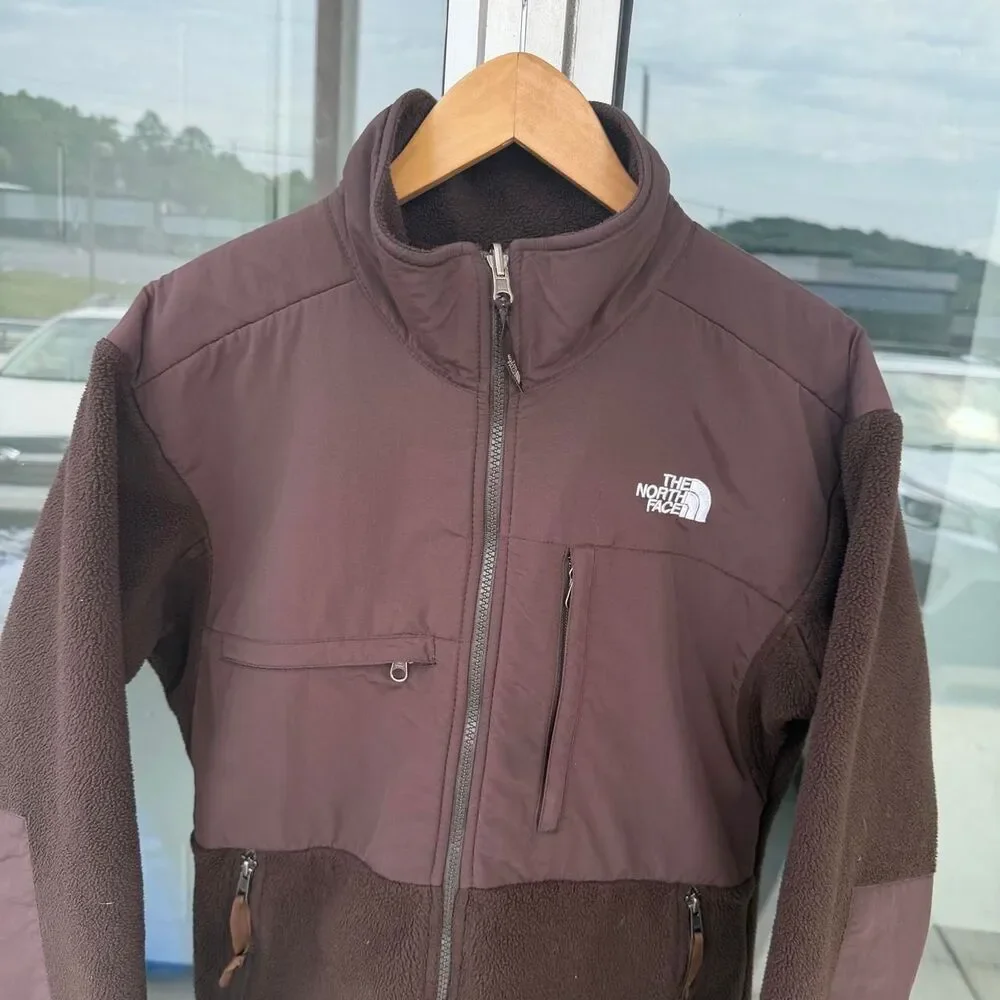 The North Face Denali Jacket Men's Small Brown Black Fleece Cotton Full Zip